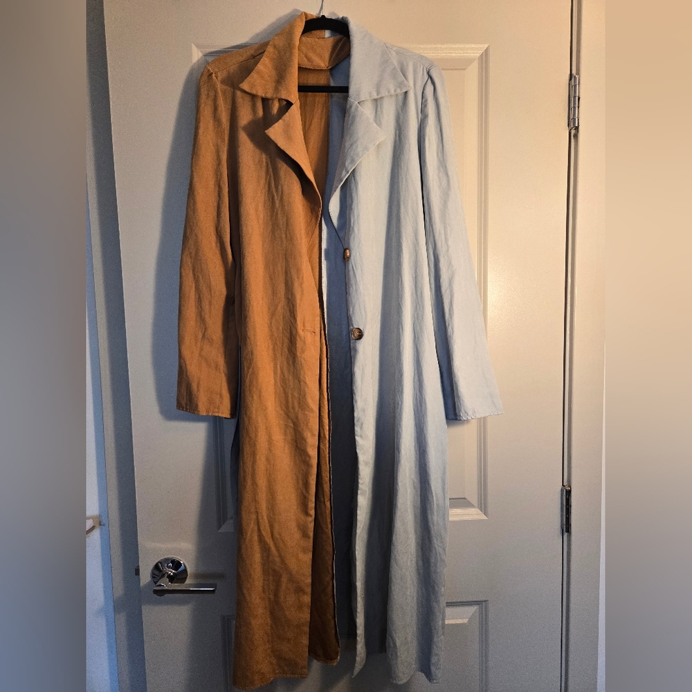 Light jacket colorblock blue and brown